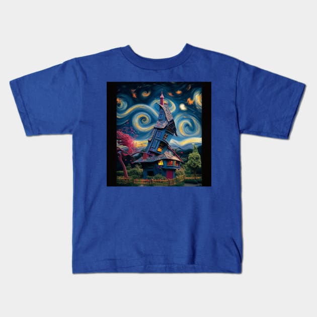 Starry Night Over The Burrow Kids T-Shirt by Grassroots Green